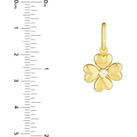 Olas d'Oro - 14K Yellow Gold Puff Flower Charm with Diamond - 0.06 Carat Total Diamond Weight
