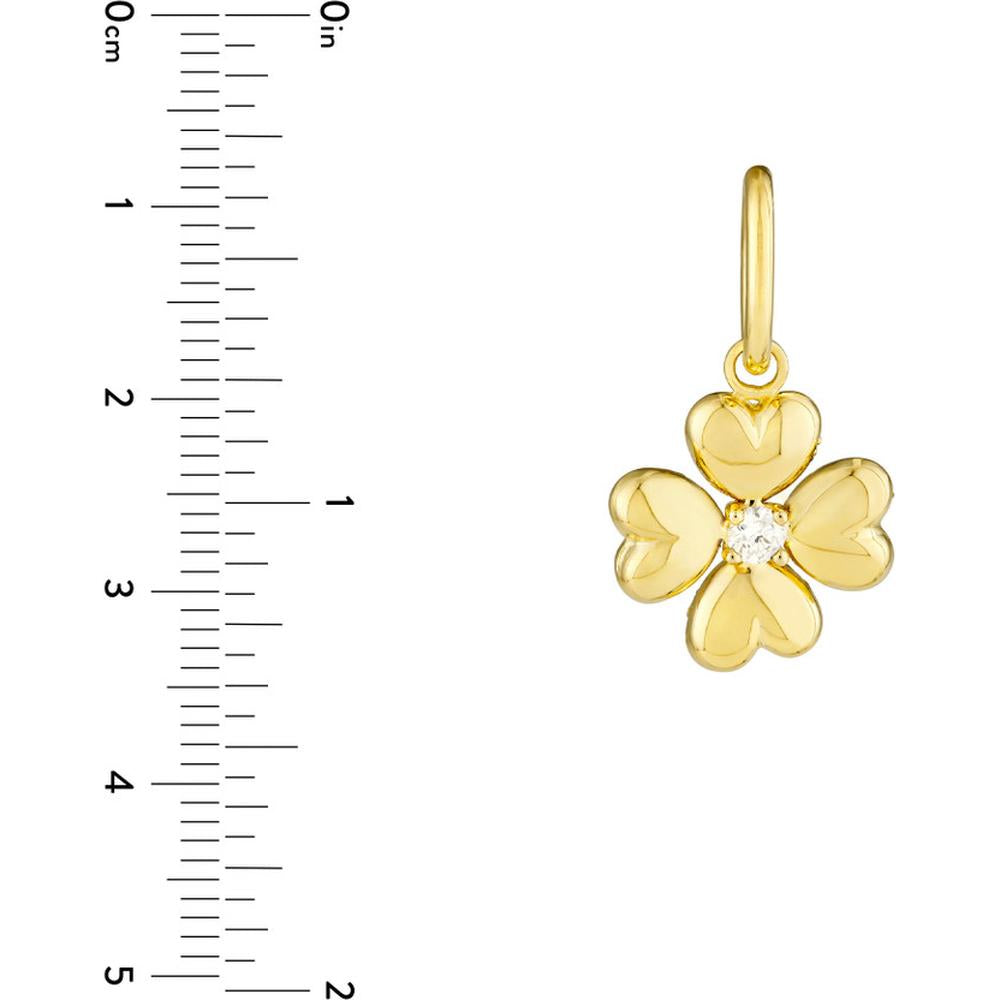 Olas d'Oro - 14K Yellow Gold Puff Flower Charm with Diamond - 0.06 Carat Total Diamond Weight