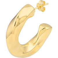 Olas d'Oro - 14K Yellow Gold Puff Geometric Dome Open Hoop Earrings - 3.48 Grams Total Weight