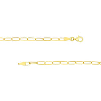 Olas d'Oro - 14K Yellow Gold Puff Heart Paper Clip Bracelet with Pear Shaped Lobster Lock