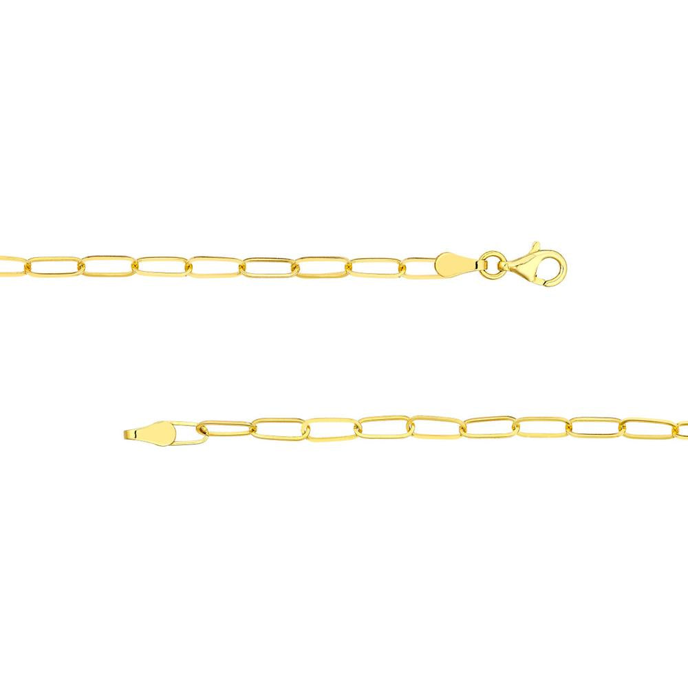 Olas d'Oro - 14K Yellow Gold Puff Heart Paper Clip Bracelet with Pear Shaped Lobster Lock