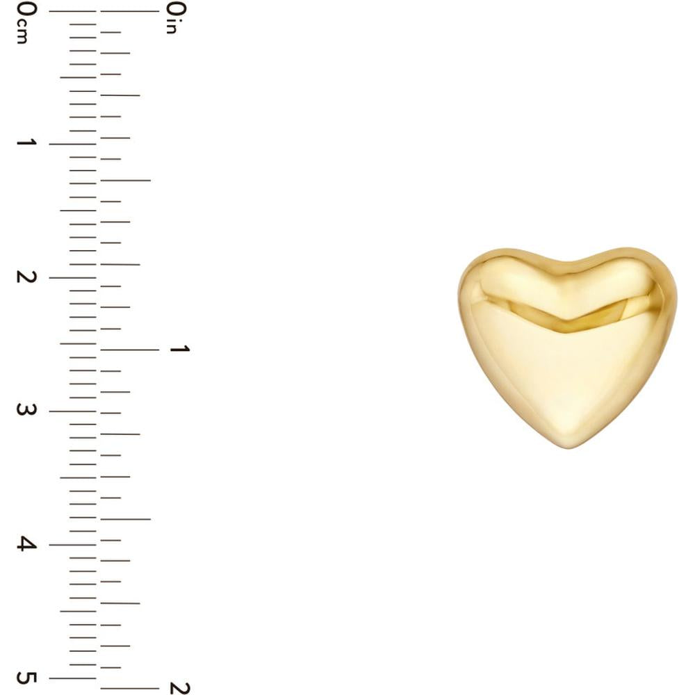 Olas d'Oro - 14K Yellow Gold Puff Heart Polished Stud Earrings 4.65 Grams Total Weight