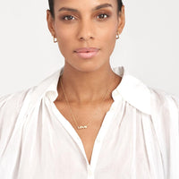 Olas d'Oro - 14K Yellow Gold Puff Love Necklace - Adjustable 16 to 18 Inches