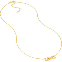 Olas d'Oro - 14K Yellow Gold Puff Love Necklace - Adjustable 16 to 18 Inches