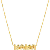Olas d'Oro - 14K Yellow Gold Puff Mama Necklace - Adjustable from 16-18 Inches