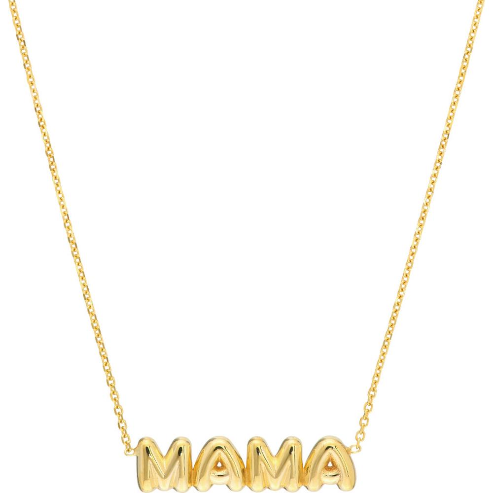 Olas d'Oro - 14K Yellow Gold Puff Mama Necklace - Adjustable from 16-18 Inches