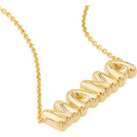 Olas d'Oro - 14K Yellow Gold Puff Mama Necklace - Adjustable from 16-18 Inches