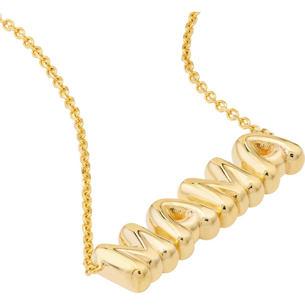 Olas d'Oro - 14K Yellow Gold Puff Mama Necklace - Adjustable from 16-18 Inches