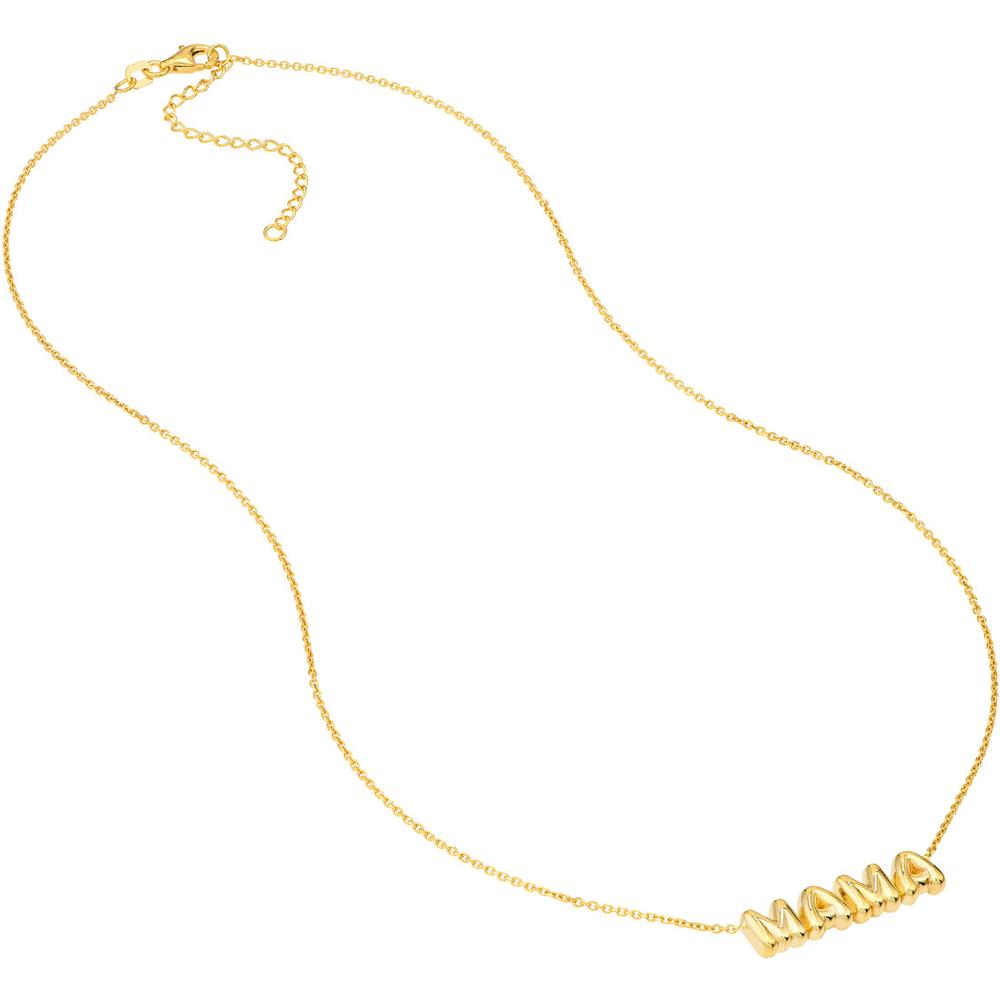 Olas d'Oro - 14K Yellow Gold Puff Mama Necklace - Adjustable from 16-18 Inches