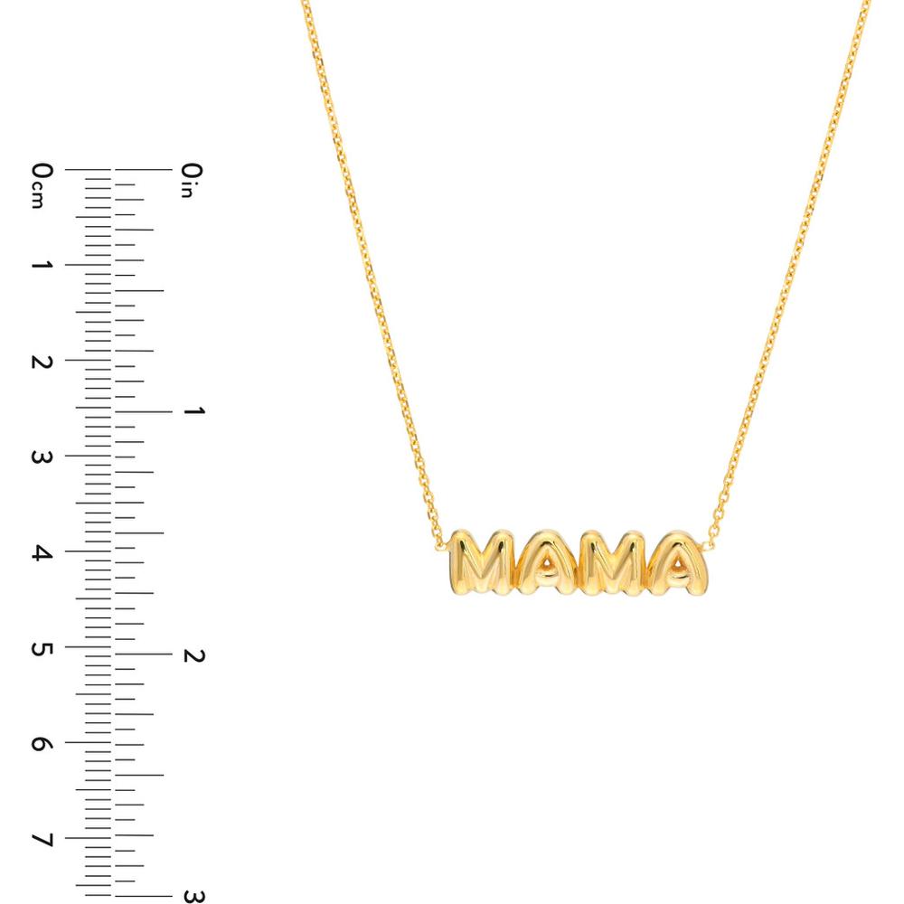 Olas d'Oro - 14K Yellow Gold Puff Mama Necklace - Adjustable from 16-18 Inches