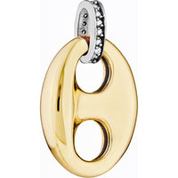 Olas d'Oro - 14K Yellow Gold Puff Mariner Diamond Bail Link Pendant - 0.12 Carat Total Diamond Weight