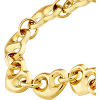 Olas d'Oro - 14K Yellow Gold Puff Mariner Heart Bracelet - 6.70 Grams