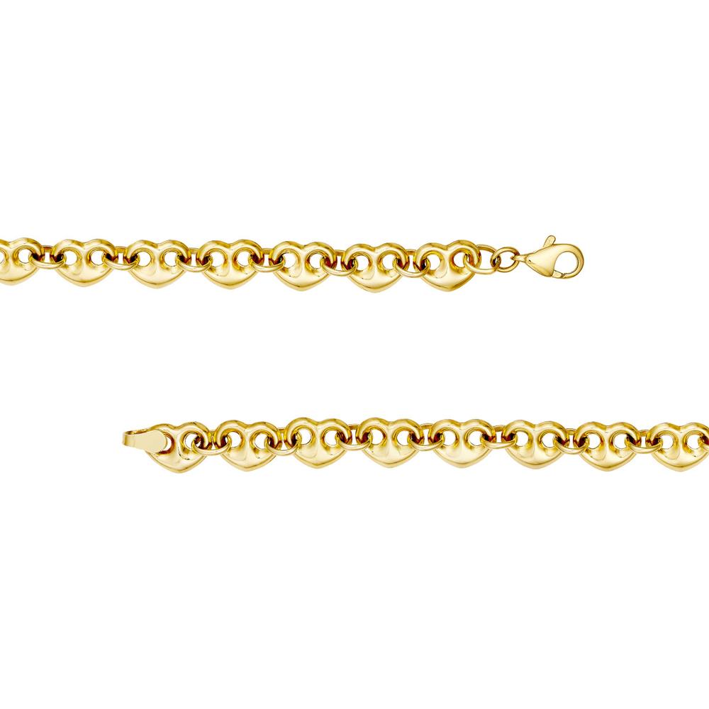 Olas d'Oro - 14K Yellow Gold Puff Mariner Heart Bracelet - 6.70 Grams