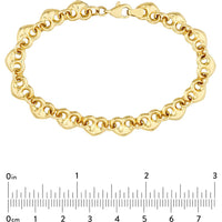 Olas d'Oro - 14K Yellow Gold Puff Mariner Heart Bracelet - 6.70 Grams