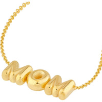 Olas d'Oro - 14K Yellow Gold Puff Mom Necklace with Adjustable Extender - Elegant Gift for Mother
