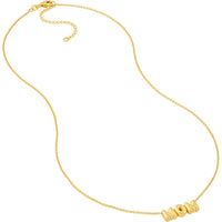 Olas d'Oro - 14K Yellow Gold Puff Mom Necklace with Adjustable Extender - Elegant Gift for Mother