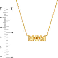 Olas d'Oro - 14K Yellow Gold Puff Mom Necklace with Adjustable Extender - Elegant Gift for Mother