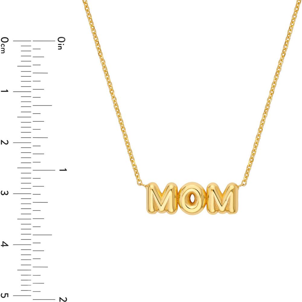 Olas d'Oro - 14K Yellow Gold Puff Mom Necklace with Adjustable Extender - Elegant Gift for Mother