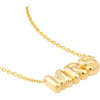 Olas d'Oro - 14K Yellow Gold Puff "Mrs." Adjustable Necklace with Pear Shape Lobster Clasp - 3.04 Grams