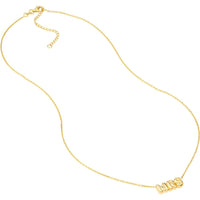 Olas d'Oro - 14K Yellow Gold Puff "Mrs." Adjustable Necklace with Pear Shape Lobster Clasp - 3.04 Grams