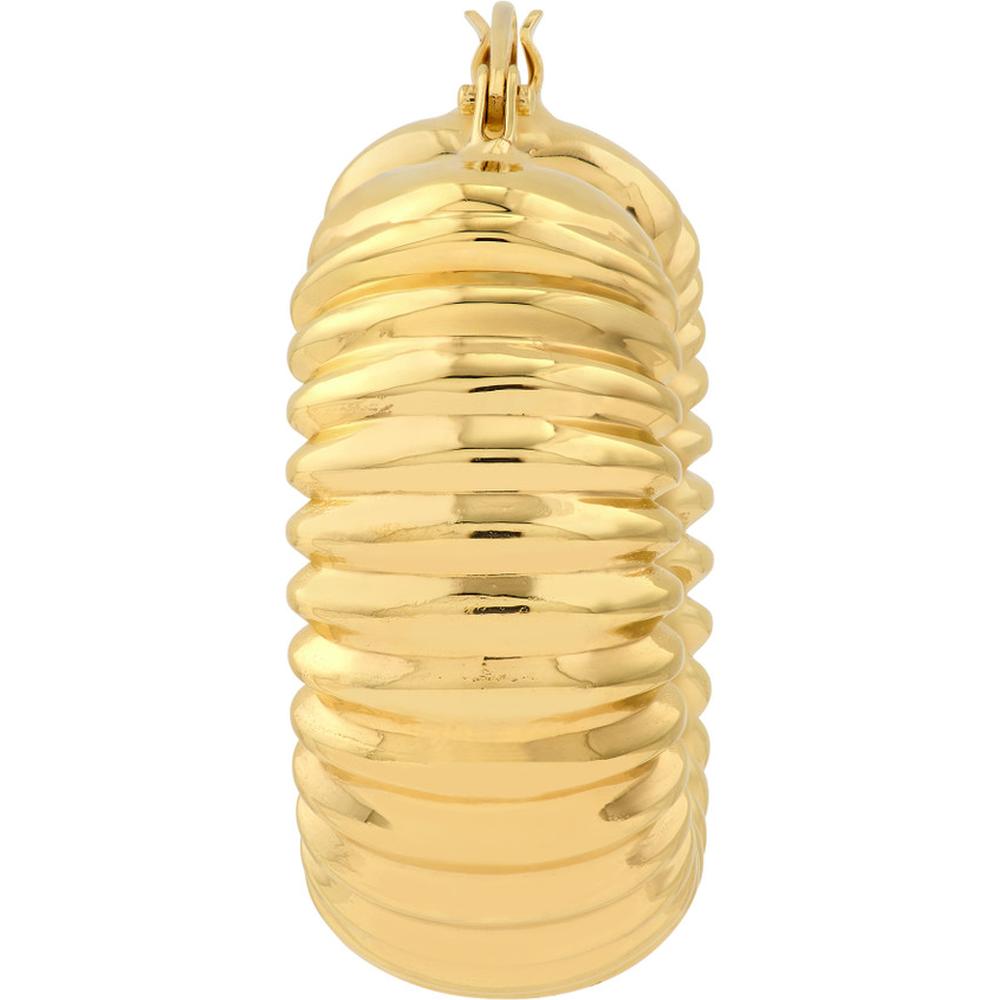 Olas d'Oro - 14K Yellow Gold Puff Ribbed Large Hoop Earrings - 4.08 Grams Total Weight