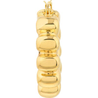 Olas d'Oro - 14K Yellow Gold Puff Scalloped Hoop Earrings - Lightweight and Elegant Design