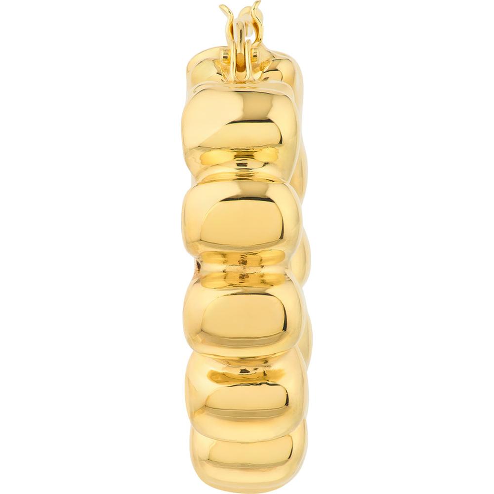 Olas d'Oro - 14K Yellow Gold Puff Scalloped Hoop Earrings - Lightweight and Elegant Design