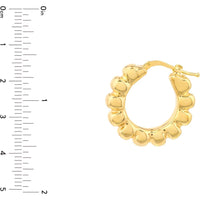Olas d'Oro - 14K Yellow Gold Puff Scalloped Hoop Earrings - Lightweight and Elegant Design