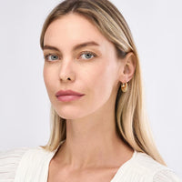 Olas d'Oro - 14K Yellow Gold Puff Shrimp Hoop Earrings Elegant Textured Design with Hinge Closure