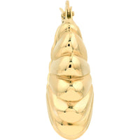 Olas d'Oro - 14K Yellow Gold Puff Shrimp Hoop Earrings Elegant Textured Design with Hinge Closure