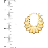 Olas d'Oro - 14K Yellow Gold Puff Shrimp Hoop Earrings Elegant Textured Design with Hinge Closure