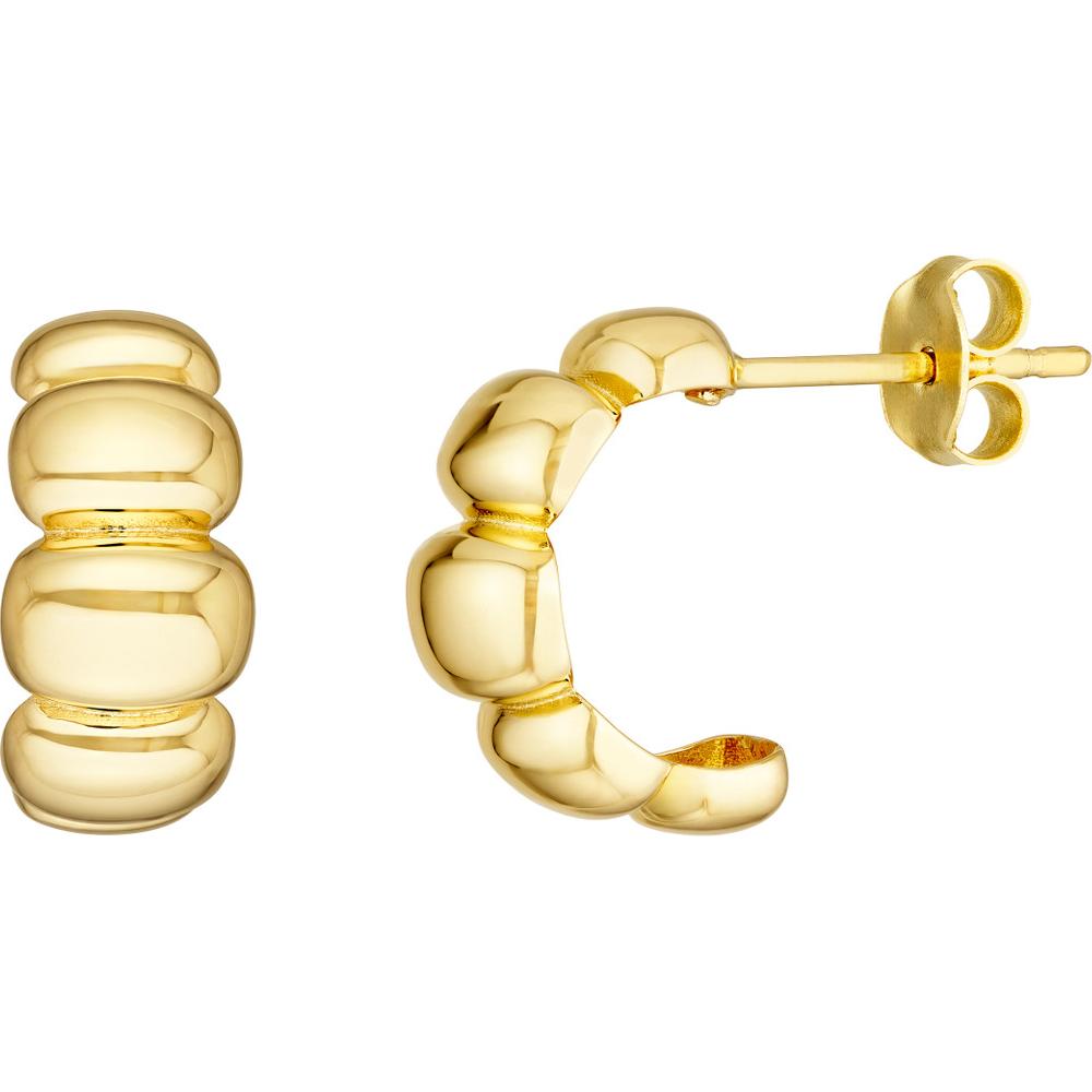 Olas d'Oro - 14K Yellow Gold Puff Shrimp J-Hoop Earrings