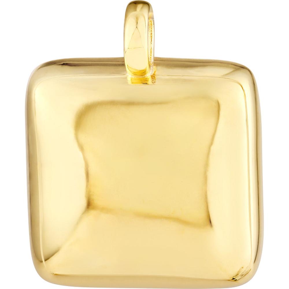 Olas d'Oro - 14K Yellow Gold Puff Square Charm Pendant