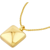 Olas d'Oro - 14K Yellow Gold Puff Square Charm Pendant