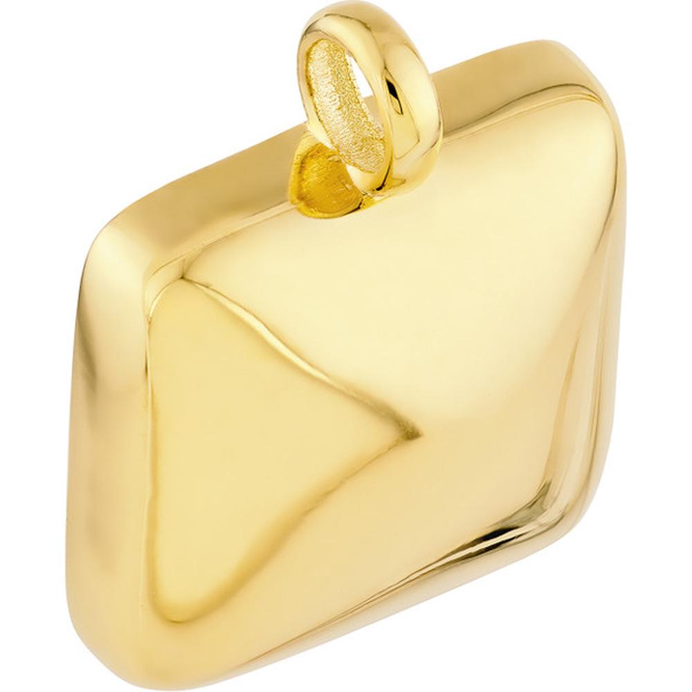 Olas d'Oro - 14K Yellow Gold Puff Square Charm Pendant