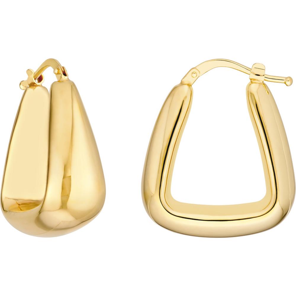 Olas d'Oro - 14K Yellow Gold Puff Tapered Squared Off Hoop Earrings - 3.14 Grams Total Weight