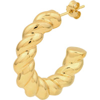 Olas d'Oro - 14K Yellow Gold Puff Textured Twist Open Hoop Earrings 4.20 Grams Total Weight