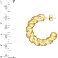 Olas d'Oro - 14K Yellow Gold Puff Textured Twist Open Hoop Earrings 4.20 Grams Total Weight