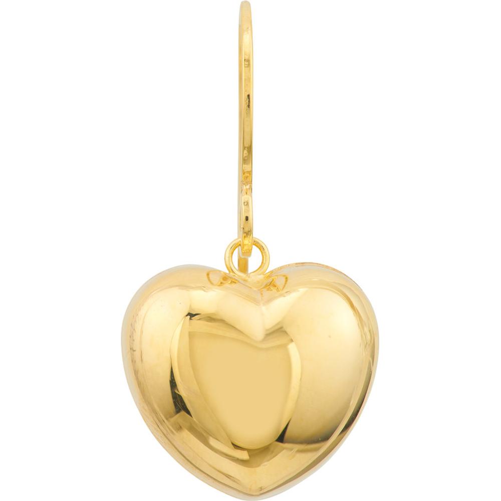 Olas d'Oro - 14K Yellow Gold Puffed Heart Fish Hook Earrings Lightweight, Playful Design