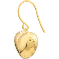 Olas d'Oro - 14K Yellow Gold Puffed Heart Fish Hook Earrings Lightweight, Playful Design