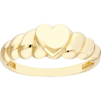 Olas d'Oro - 14K Yellow Gold Puffed Heart Ribbed Sides Ring - Size 6