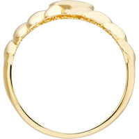 Olas d'Oro - 14K Yellow Gold Puffed Heart Ribbed Sides Ring - Size 6