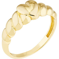 Olas d'Oro - 14K Yellow Gold Puffed Heart Ribbed Sides Ring - Size 6