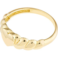 Olas d'Oro - 14K Yellow Gold Puffed Heart Ribbed Sides Ring - Size 6