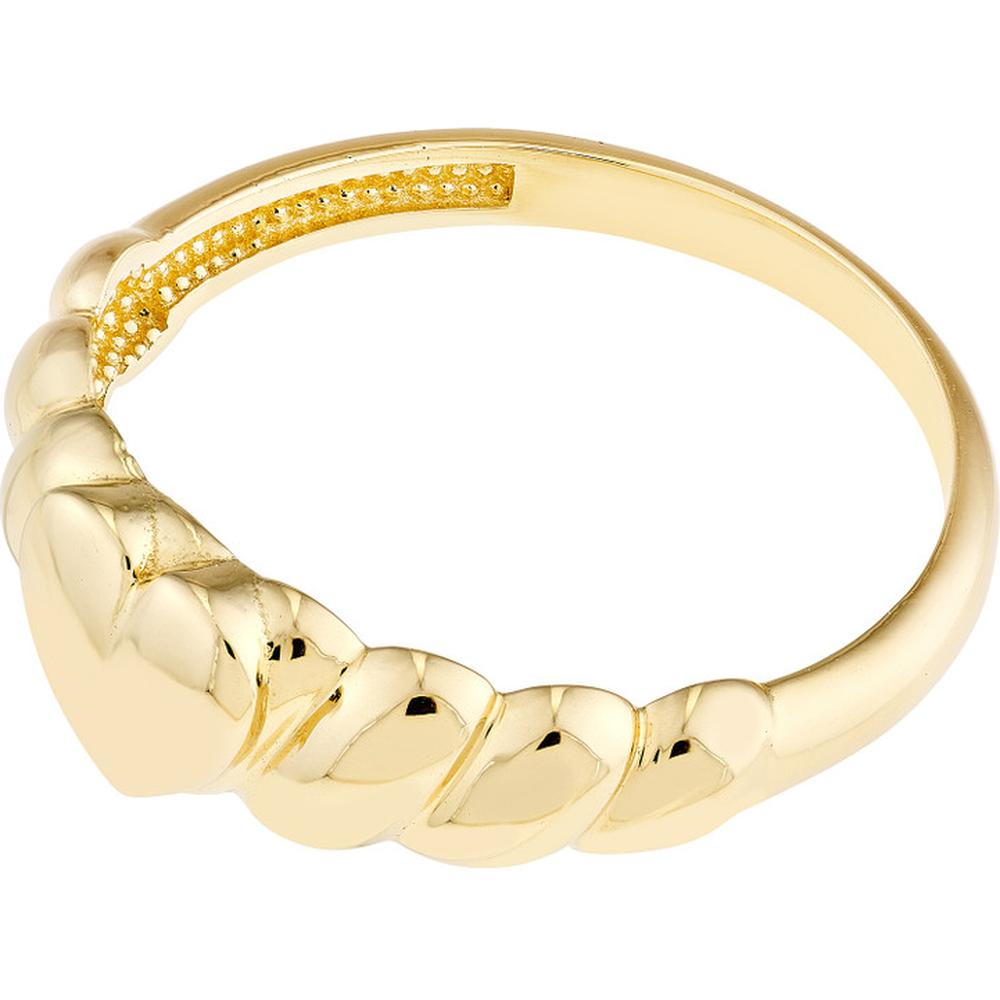 Olas d'Oro - 14K Yellow Gold Puffed Heart Ribbed Sides Ring - Size 6