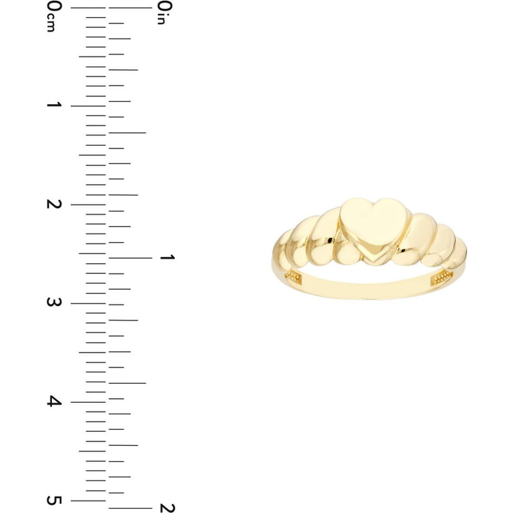 Olas d'Oro - 14K Yellow Gold Puffed Heart Ribbed Sides Ring - Size 6