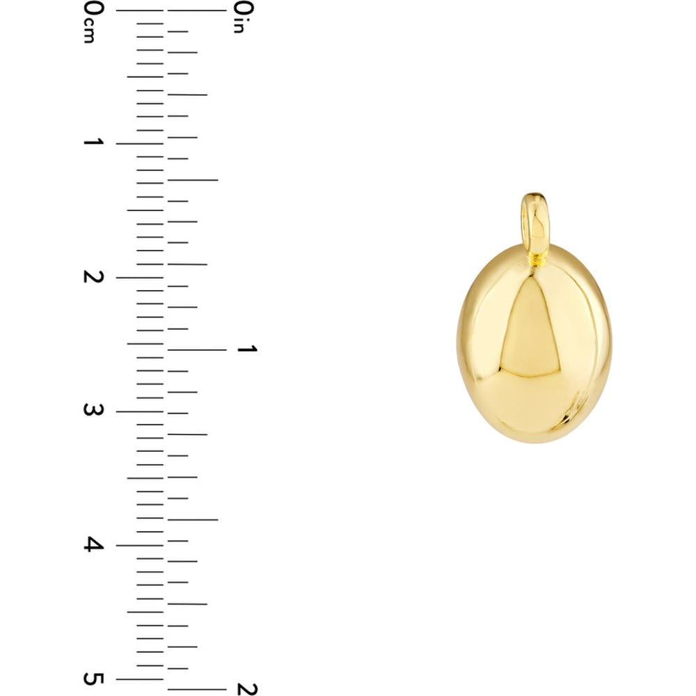 Olas d'Oro - 14K Yellow Gold Puffed Oval Charm with Jump Ring Closure - 1.72 Grams Weight