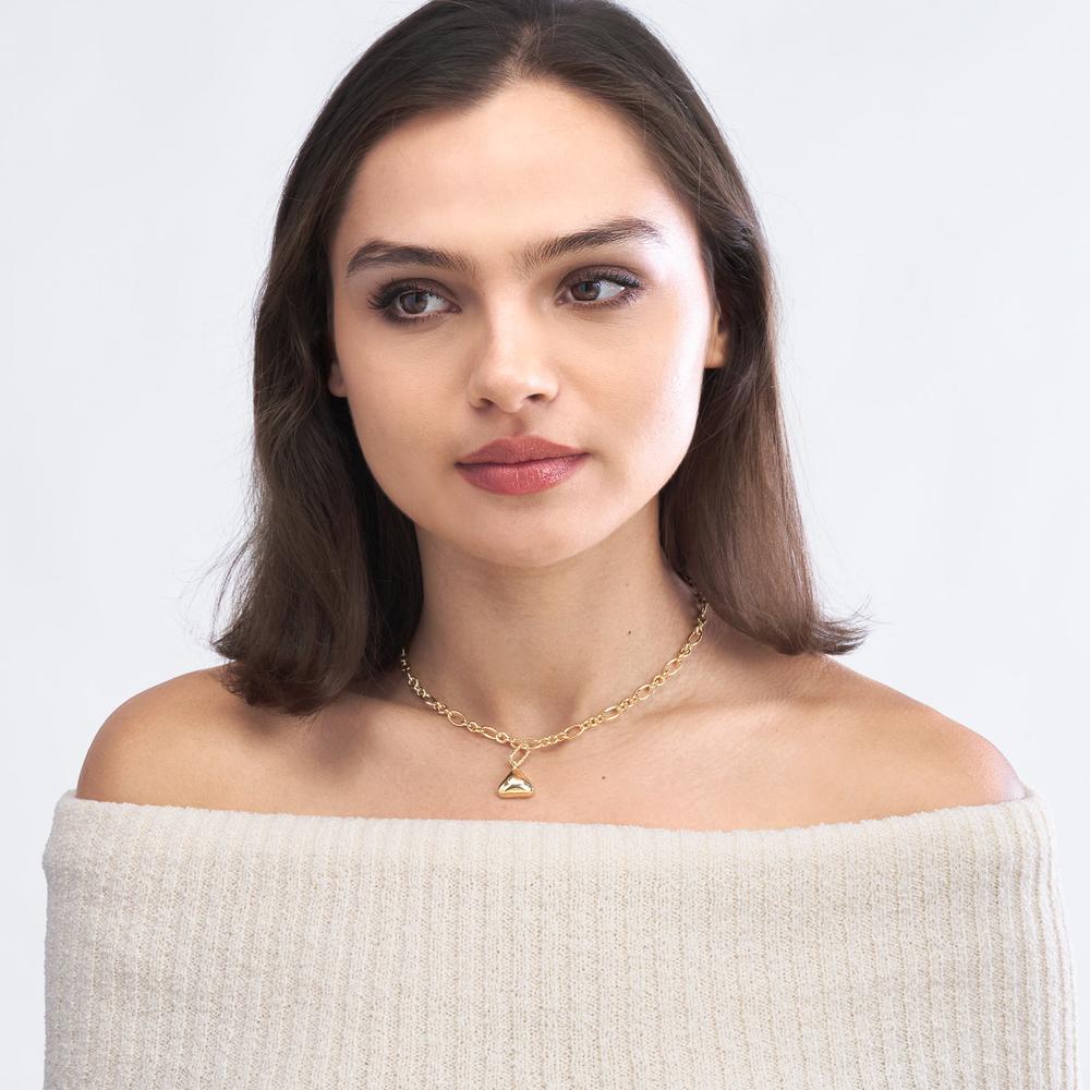 Olas d'Oro - 14K Yellow Gold Puffed Triangle Charm with Jump Ring Closure - 1.88g