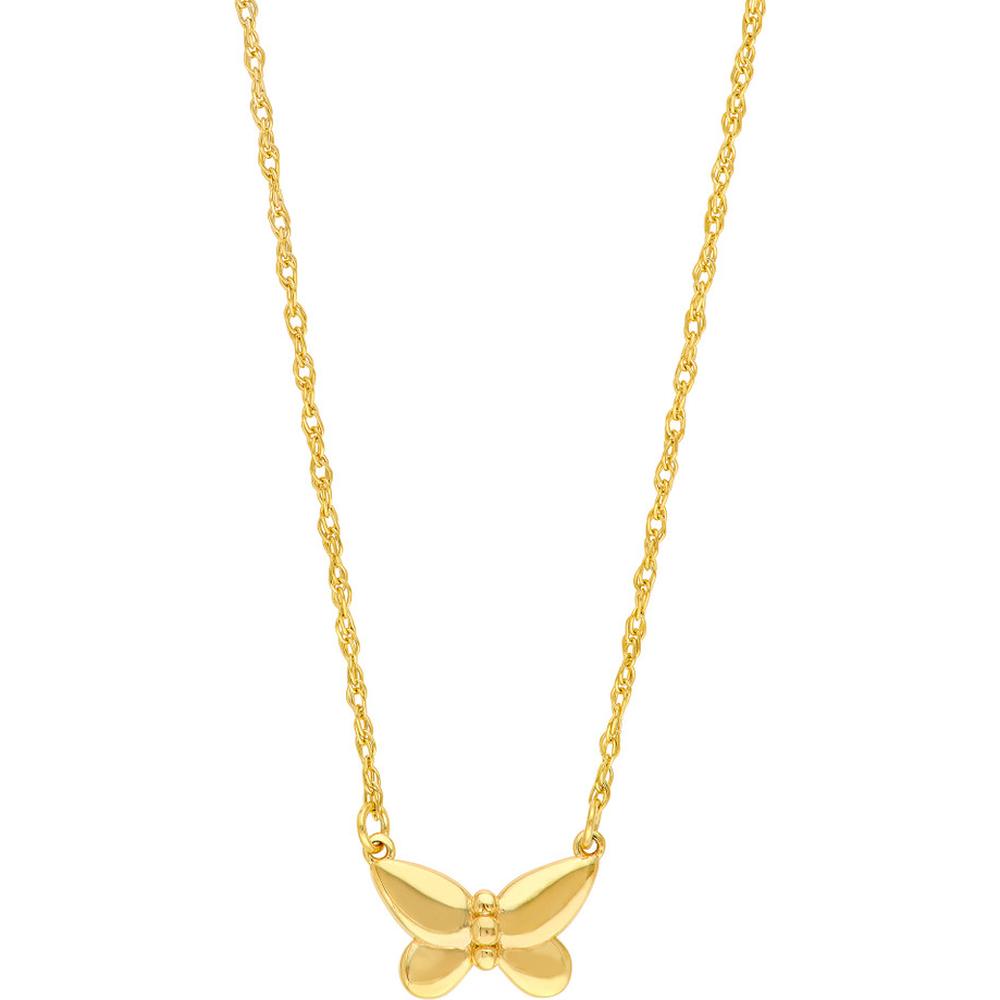 Olas d'Oro - 14K Yellow Gold Puffy Butterfly Necklace - 1.12 Grams