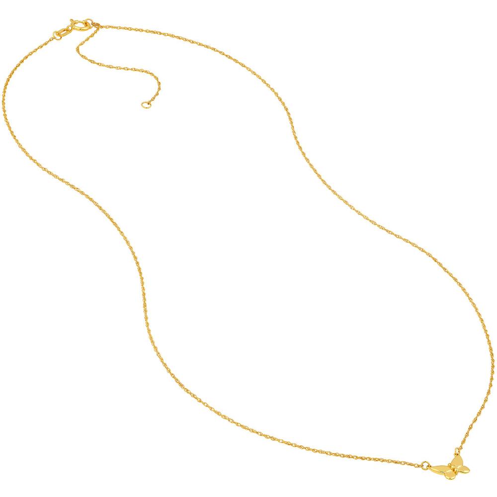 Olas d'Oro - 14K Yellow Gold Puffy Butterfly Necklace - 1.12 Grams